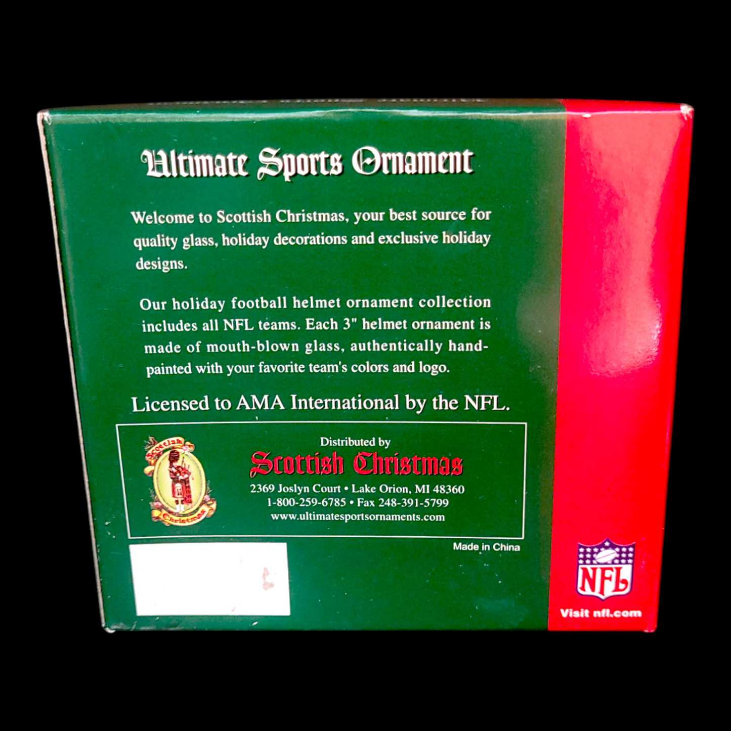 Carolina Panthers – Décoration de Noël en forme de casque – Scottish Christmas – Produit officiel