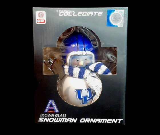Ornement de Noël Kentucky Wildcats – Bonhomme de neige en verre soufflé